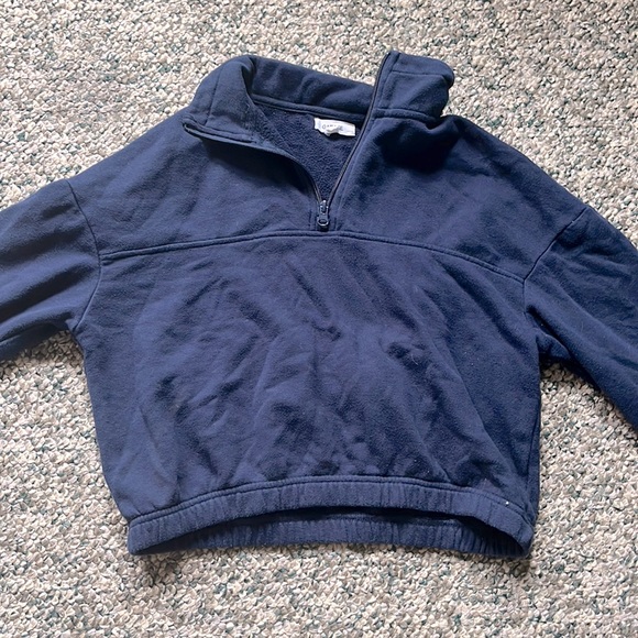 Garage Quarter Zip Sweater Navy Blue - Picture 1 of 2